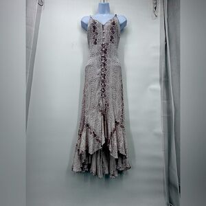 Kivari Black‎ And Beige Snake Print MAXI Sundress Size S Layers Up flowie summer